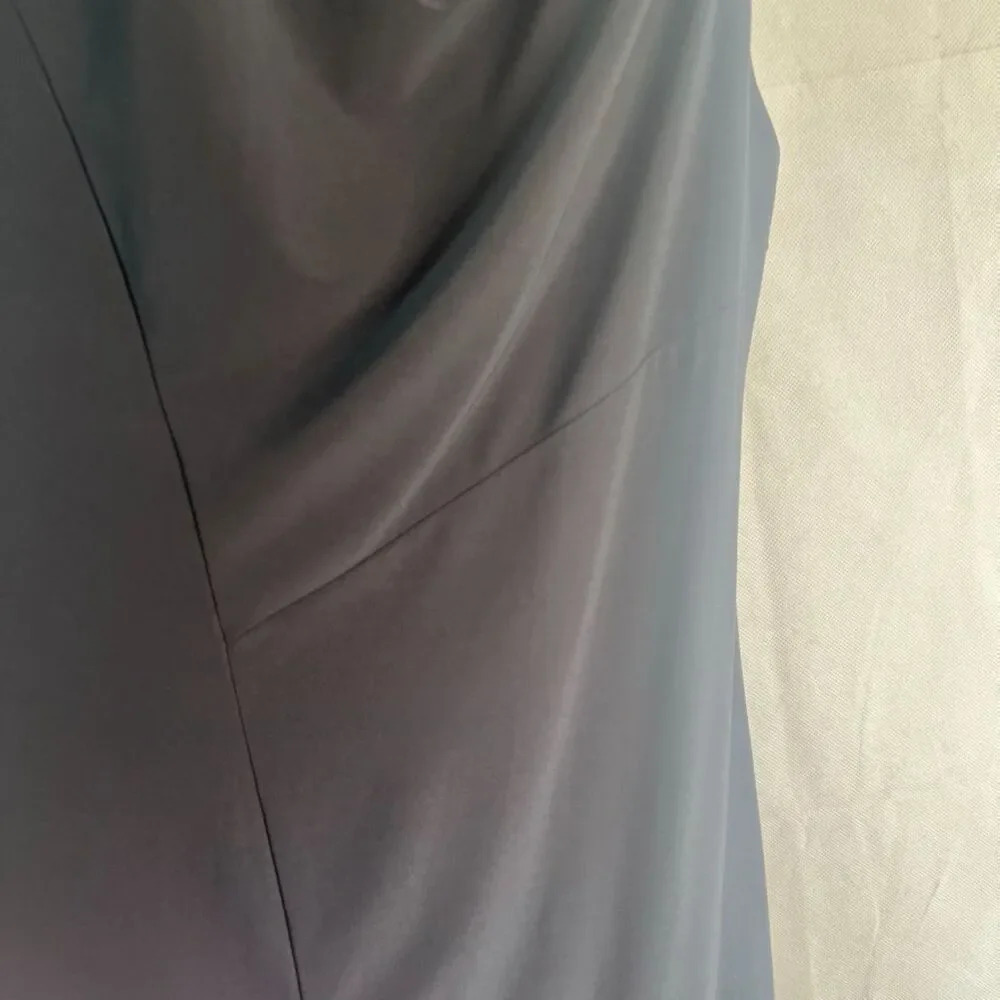 Cato Dress Formal Black w White Pleated Asymmetrical Flare on One Side Sz 14/16W - Picture 7 of 11